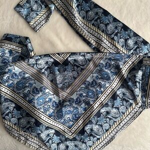 SHEIN Blue and Black Paisley Scarf